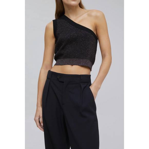 NEW CLOSED one shoulder knit top in black - Picture 1 of 3